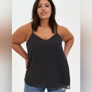Torrid Sophie Polka Dot Swing Cami Tank Top Blouse Black White Plus Size 5 5X